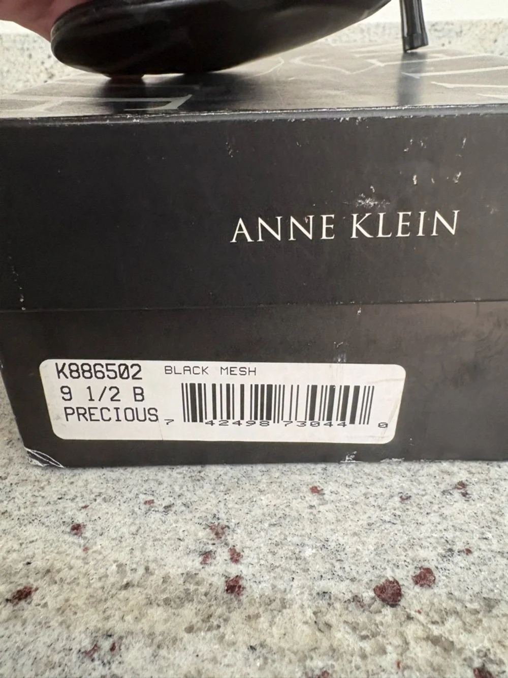 Anne Klein Black Rosette Mesh Slide Heel